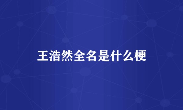 王浩然全名是什么梗