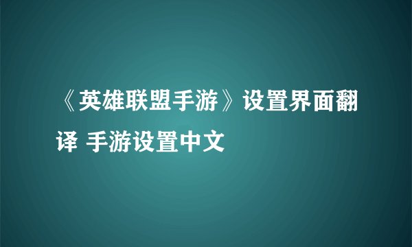 《英雄联盟手游》设置界面翻译 手游设置中文