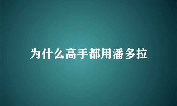 为什么高手都用潘多拉