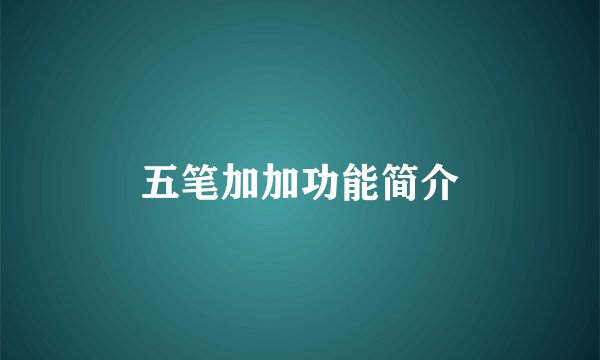 五笔加加功能简介