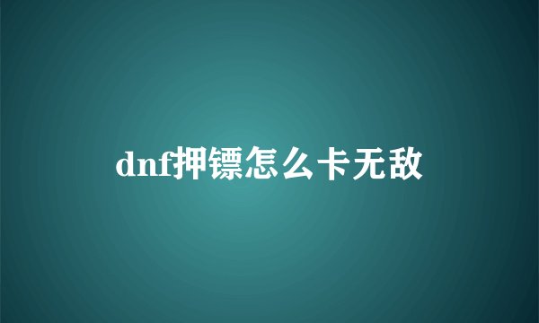 dnf押镖怎么卡无敌