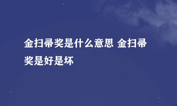 金扫帚奖是什么意思 金扫帚奖是好是坏