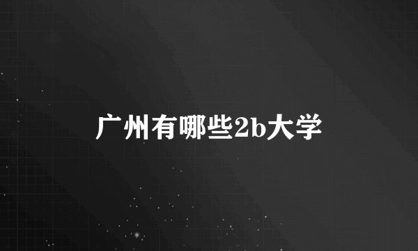 广州有哪些2b大学