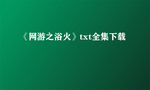 《网游之浴火》txt全集下载