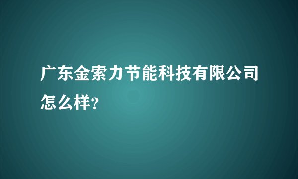 广东金索力节能科技有限公司怎么样?