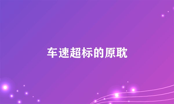 车速超标的原耽