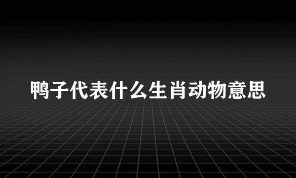 鸭子代表什么生肖动物意思