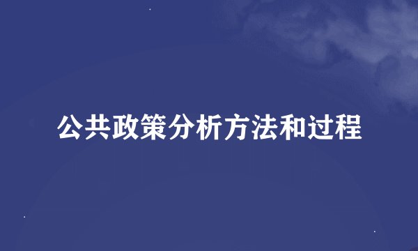 公共政策分析方法和过程