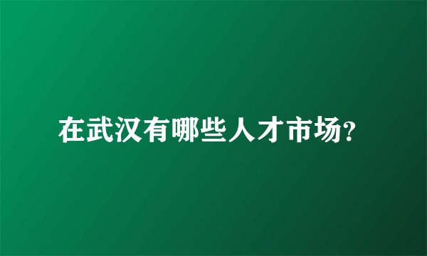 在武汉有哪些人才市场？
