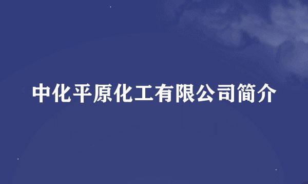 中化平原化工有限公司简介