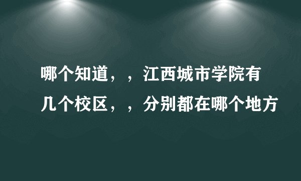 哪个知道，，江西城市学院有几个校区，，分别都在哪个地方