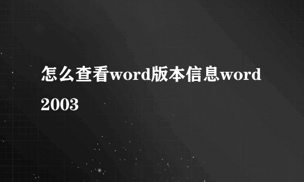 怎么查看word版本信息word2003