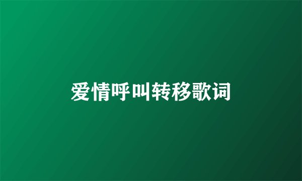 爱情呼叫转移歌词