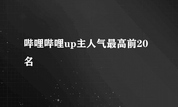 哔哩哔哩up主人气最高前20名
