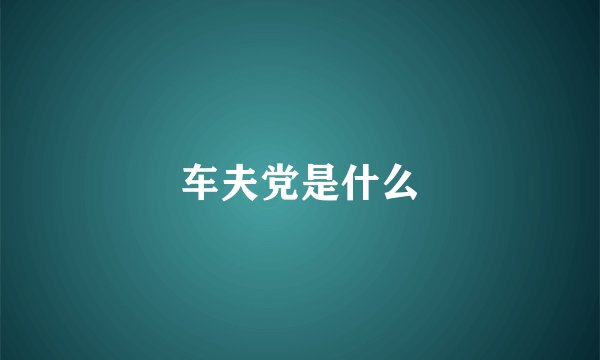 车夫党是什么