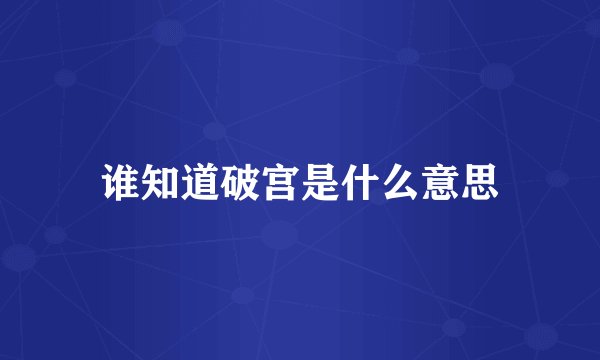 谁知道破宫是什么意思