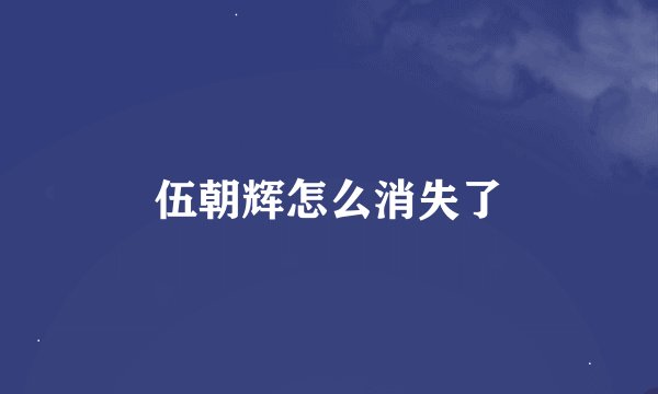 伍朝辉怎么消失了