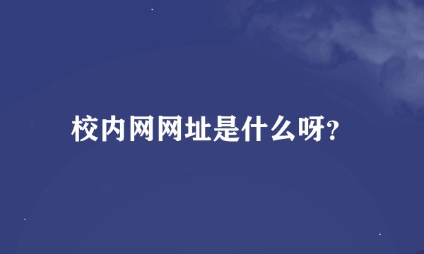 校内网网址是什么呀？