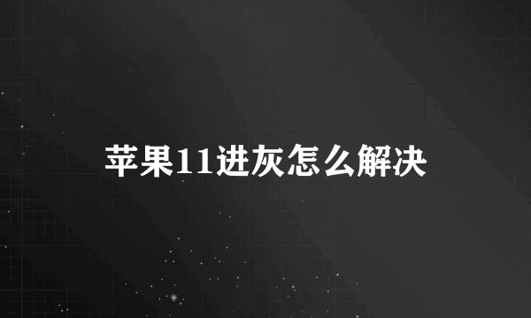苹果11进灰怎么解决