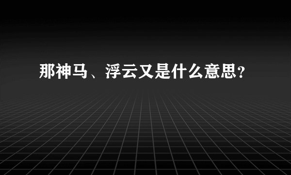 那神马、浮云又是什么意思？