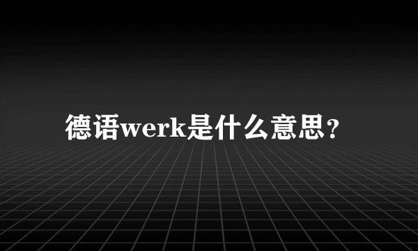 德语werk是什么意思？