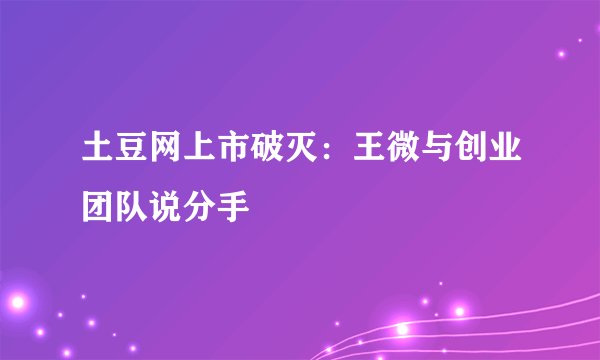 土豆网上市破灭：王微与创业团队说分手
