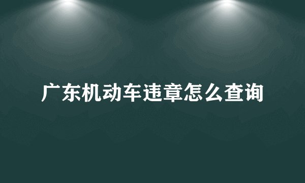 广东机动车违章怎么查询
