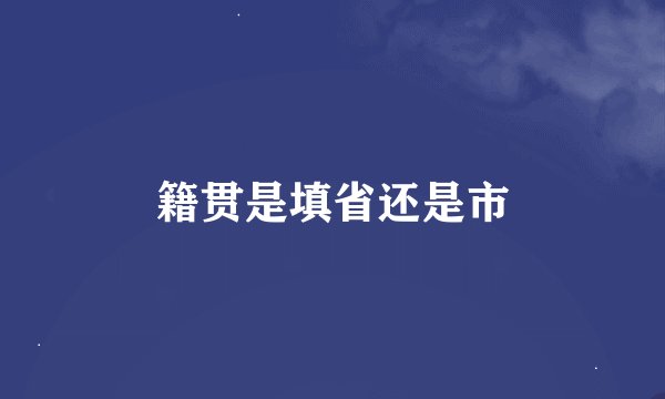 籍贯是填省还是市