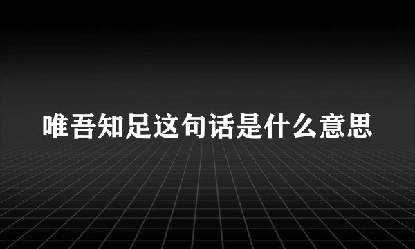 唯吾知足这句话是什么意思