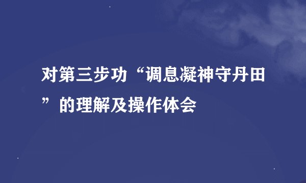 对第三步功“调息凝神守丹田”的理解及操作体会