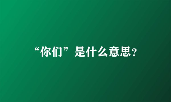 “你们”是什么意思？