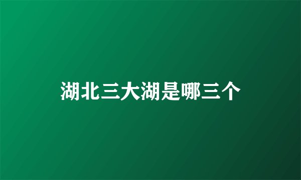 湖北三大湖是哪三个