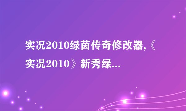 实况2010绿茵传奇修改器,《实况2010》新秀绿茵挑战，修改器开创无限可能