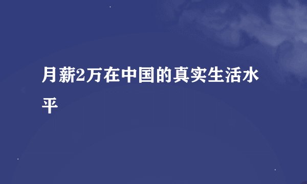 月薪2万在中国的真实生活水平