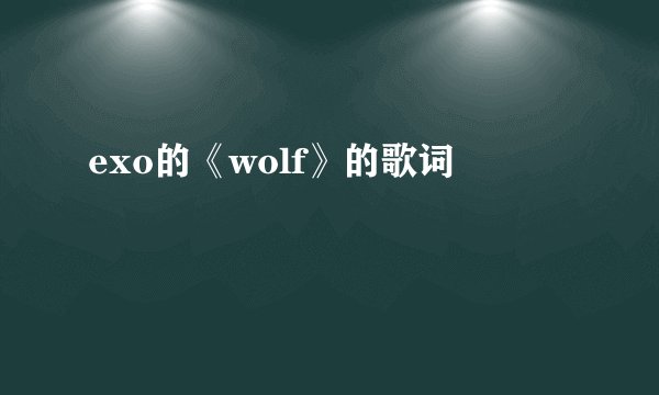 exo的《wolf》的歌词