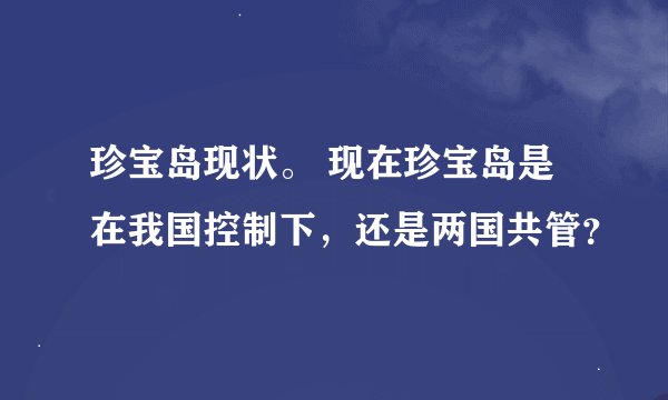 珍宝岛现状。 现在珍宝岛是在我国控制下，还是两国共管？