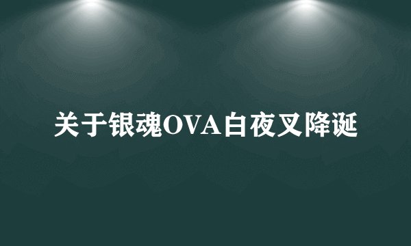 关于银魂OVA白夜叉降诞