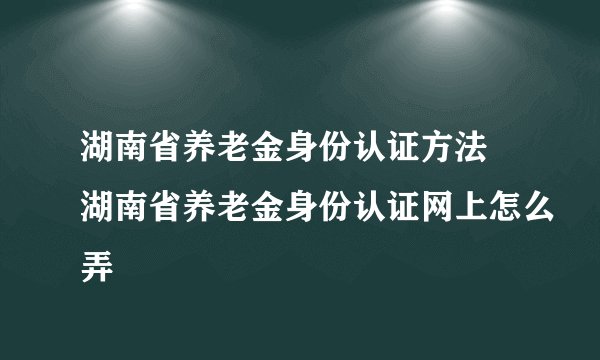 湖南省养老金身份认证方法 湖南省养老金身份认证网上怎么弄