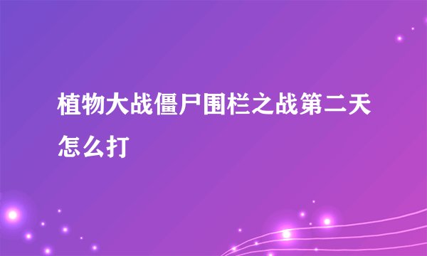 植物大战僵尸围栏之战第二天怎么打