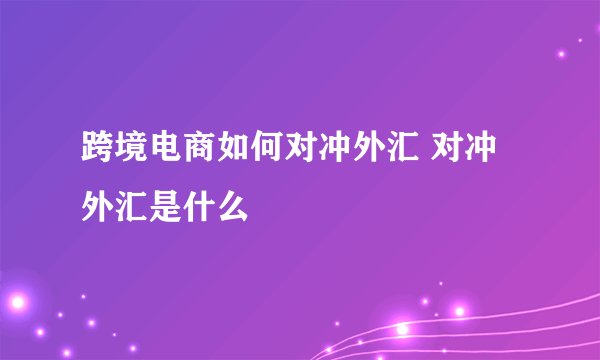 跨境电商如何对冲外汇 对冲外汇是什么