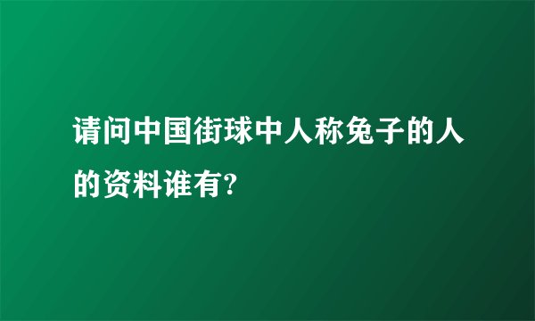请问中国街球中人称兔子的人的资料谁有?