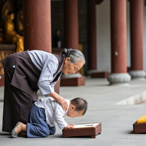 婆婆把儿媳带到寺庙求子