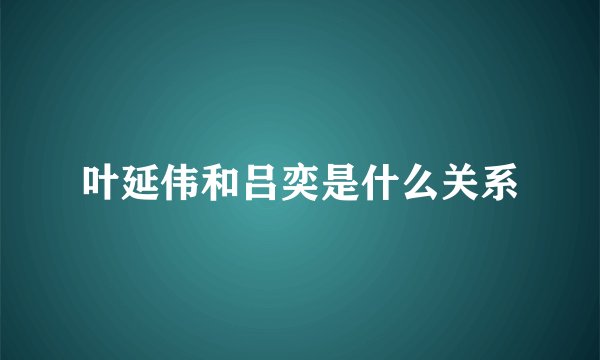 叶延伟和吕奕是什么关系