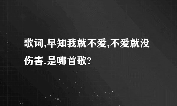 歌词,早知我就不爱,不爱就没伤害.是哪首歌?