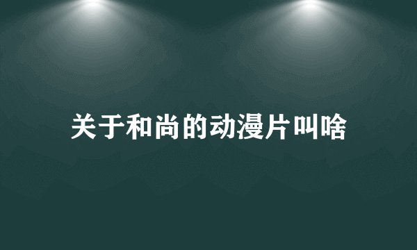 关于和尚的动漫片叫啥