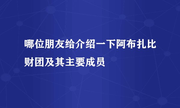 哪位朋友给介绍一下阿布扎比财团及其主要成员