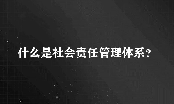 什么是社会责任管理体系？