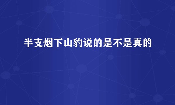 半支烟下山豹说的是不是真的