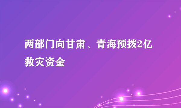 两部门向甘肃、青海预拨2亿救灾资金