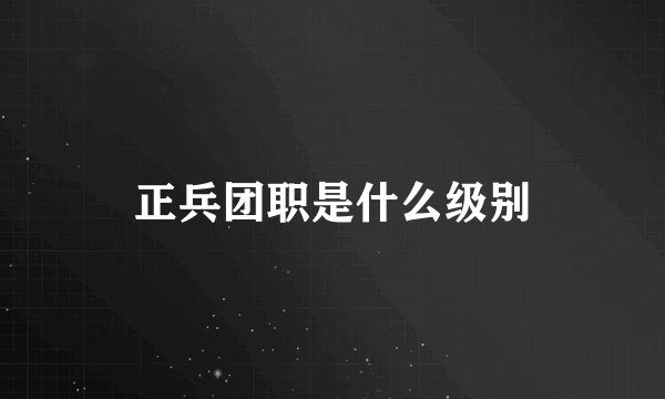 正兵团职是什么级别